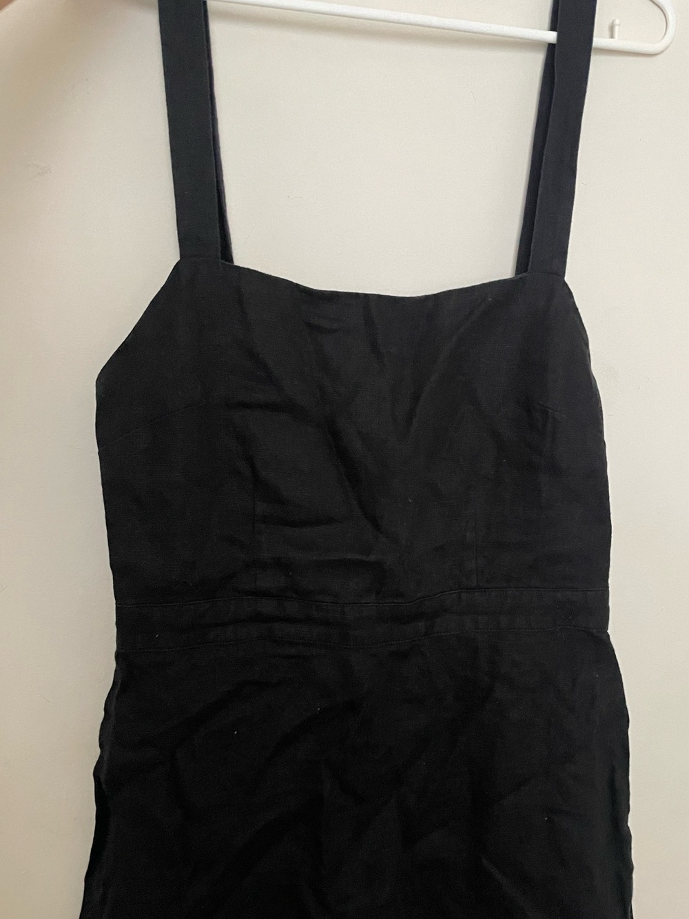 Reformation Black Linen Blend Dress with Zip Detail